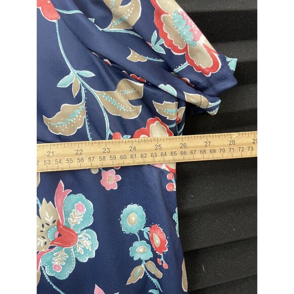 CW Classics Blue Multicolor Floral Blouse Size 2X Short Sleeve - Picture 6 of 12